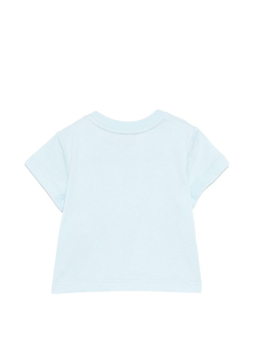 T-shirt per neonati Moschino Kids azzurra con dettagli ricamati - Rubino Kids
