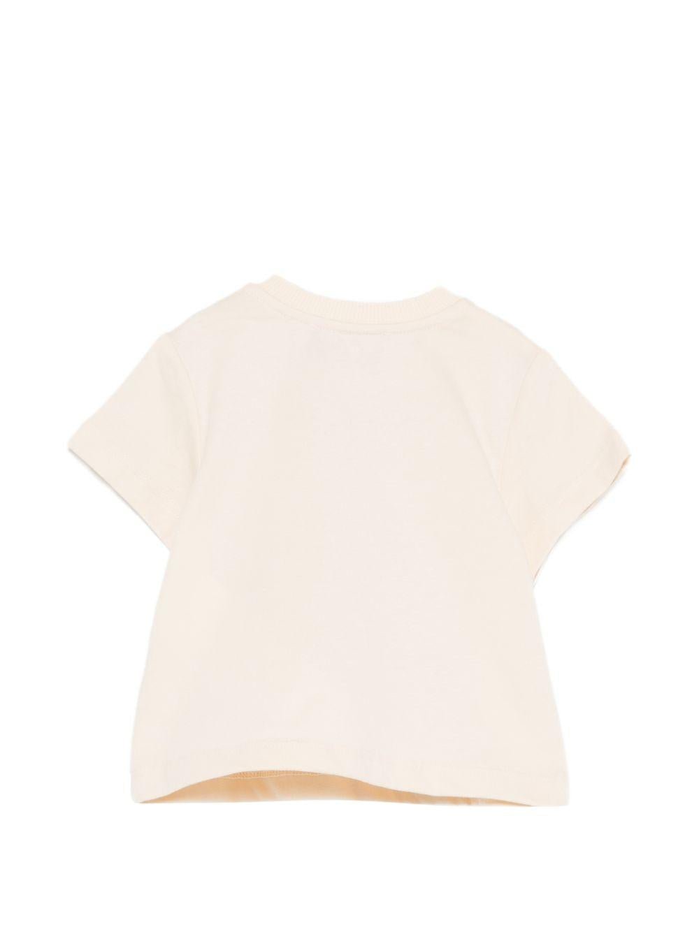 T-shirt per neonati Moschino Kids beige con dettagli ricamati - Rubino Kids