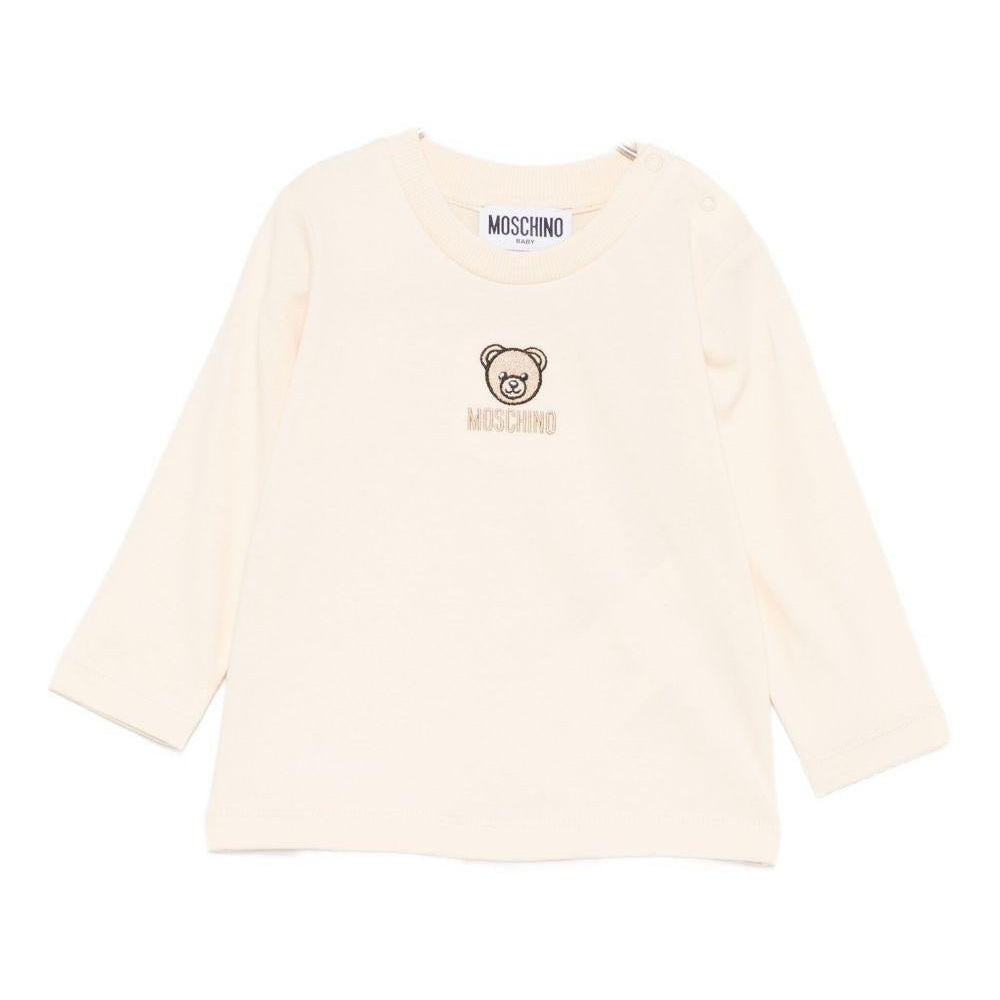 T-shirt per neonati Moschino Kids beige con motivo Teddy Bear ricamato - Rubino Kids