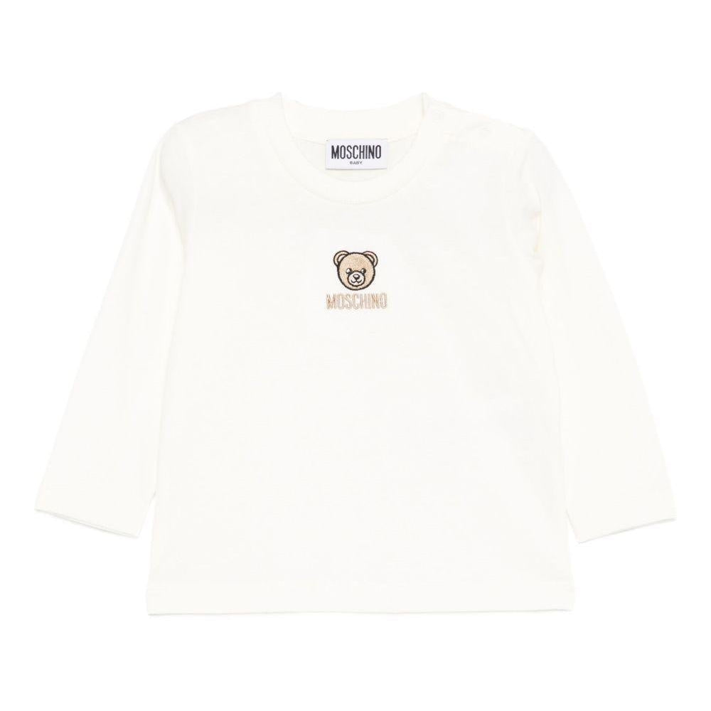 T-shirt per neonati Moschino Kids bianca con ricamo orsetto - Rubino Kids