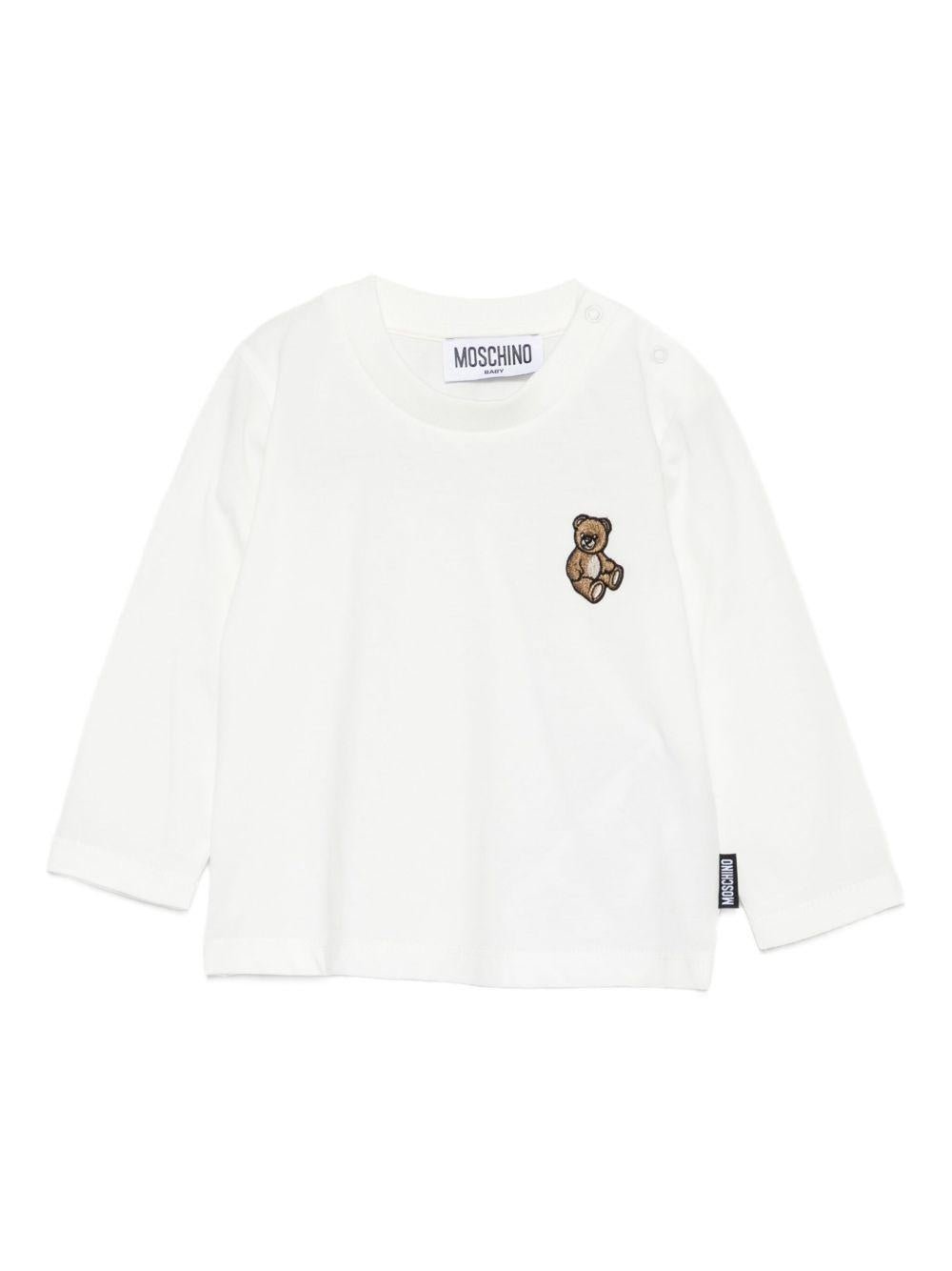 T-shirt per neonati Moschino Kids bianco con motivo Teddy Bear - Rubino Kids