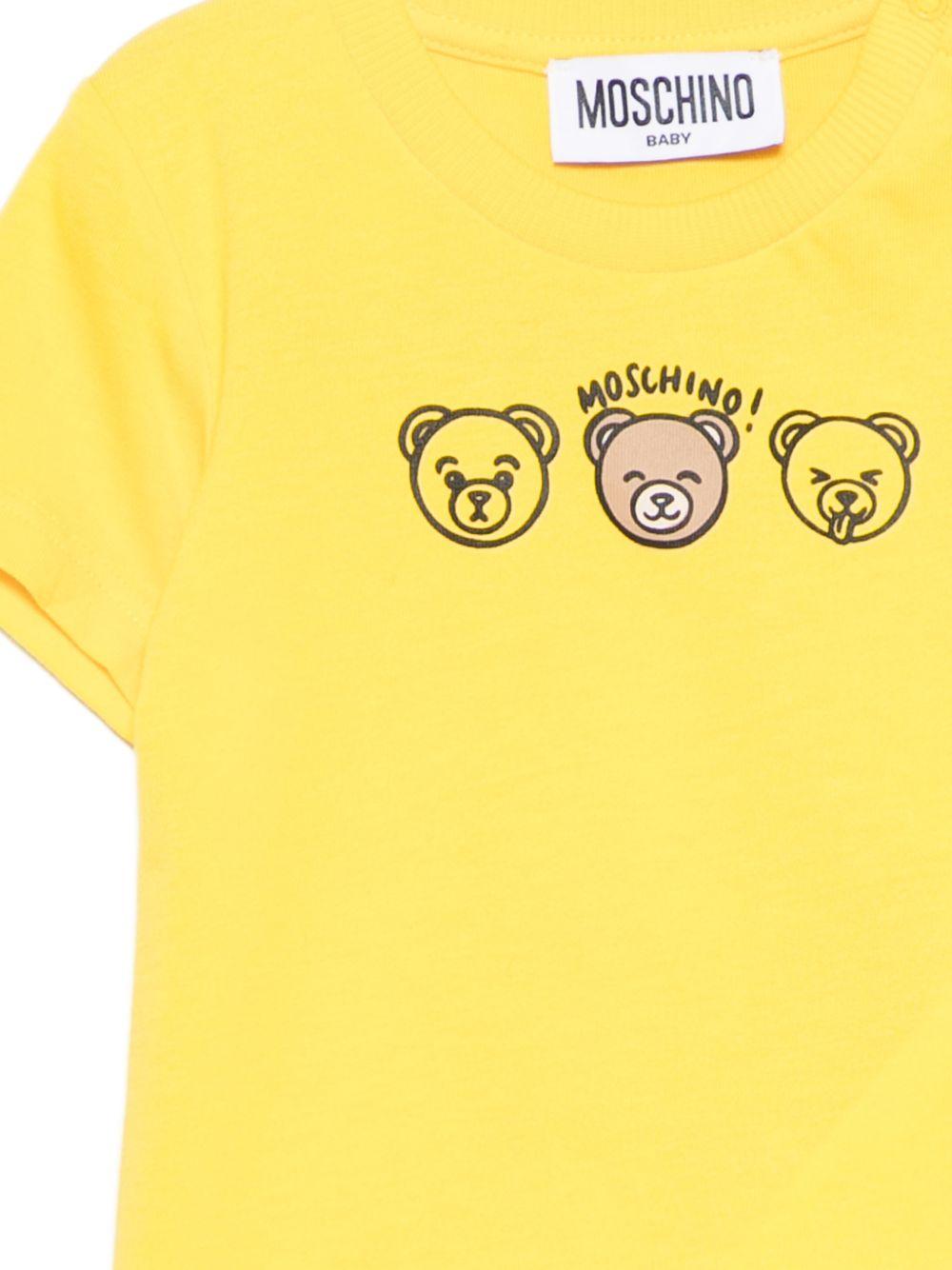 T-shirt per neonati Moschino Kids gialla con stampa tre orsetti - Rubino Kids