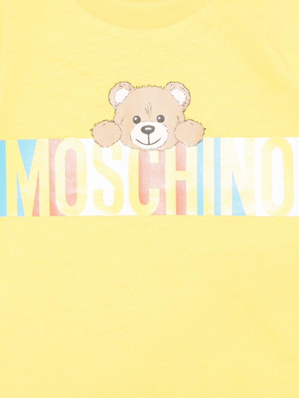 T-shirt per neonati Moschino Kids giallo con stampa Teddy Bear - Rubino Kids