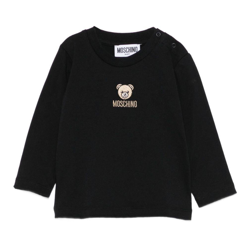 T-shirt per neonati Moschino Kids nero con orsetto ricamato - Rubino Kids