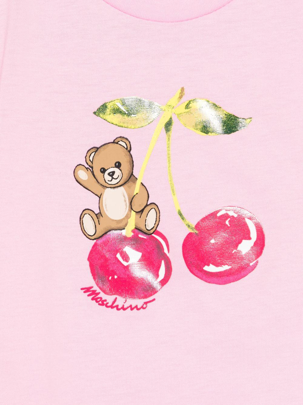 T-shirt per neonati Moschino Kids rosa con stampa Teddy Bear - Rubino Kids