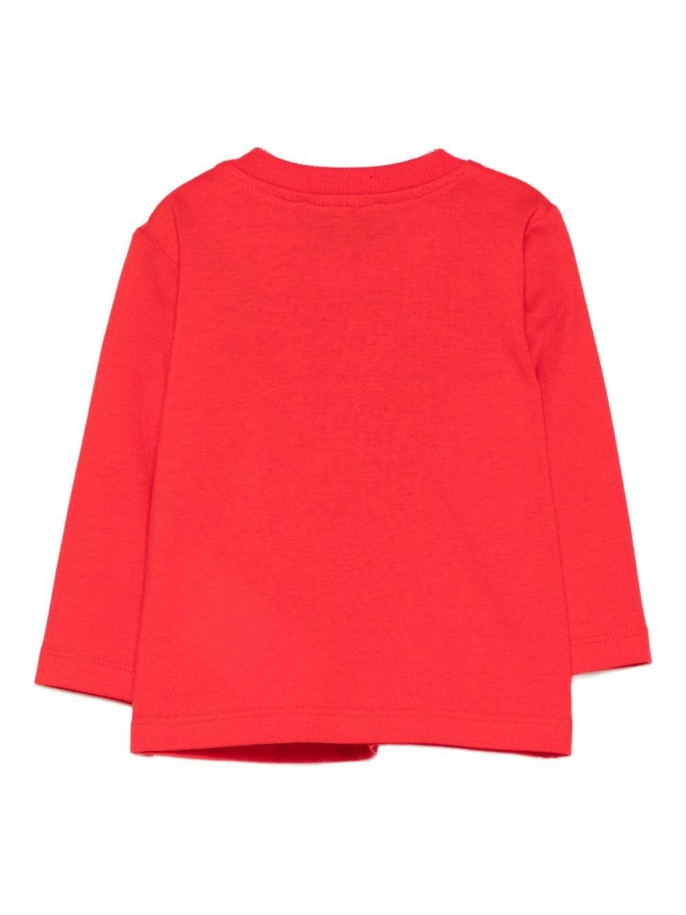 T-shirt per neonati Moschino Kids rossa con stampa teddy - Rubino Kids