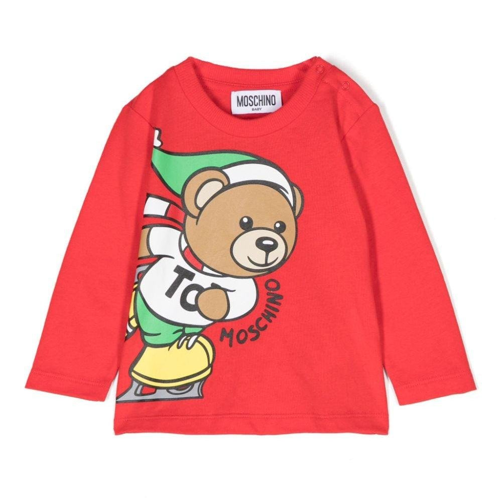 T-shirt per neonati Moschino Kids rosso con motivo Teddy Bear - Rubino Kids