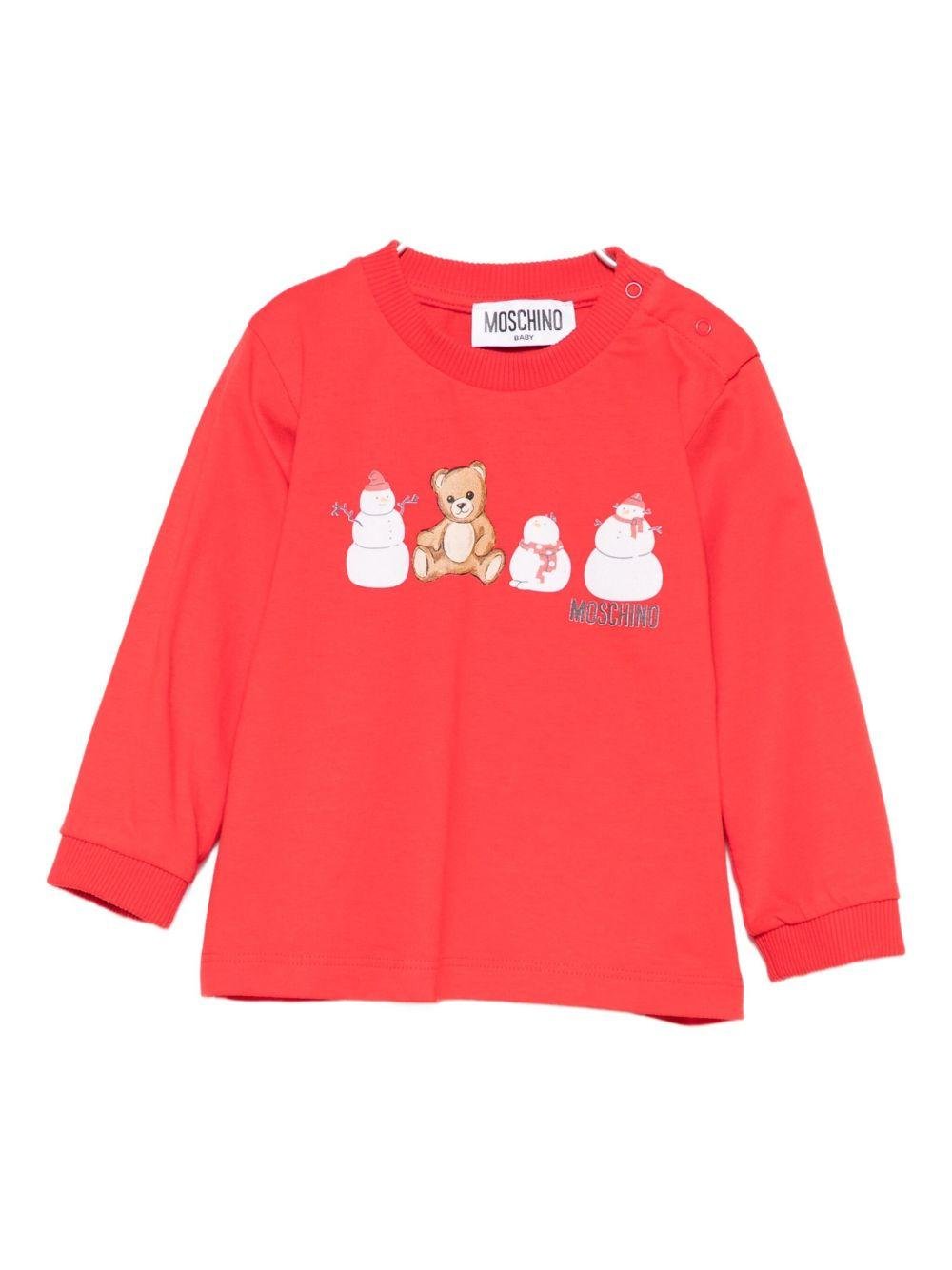 T-shirt per neonati Moschino Kids rosso con stampa grafica - Rubino Kids