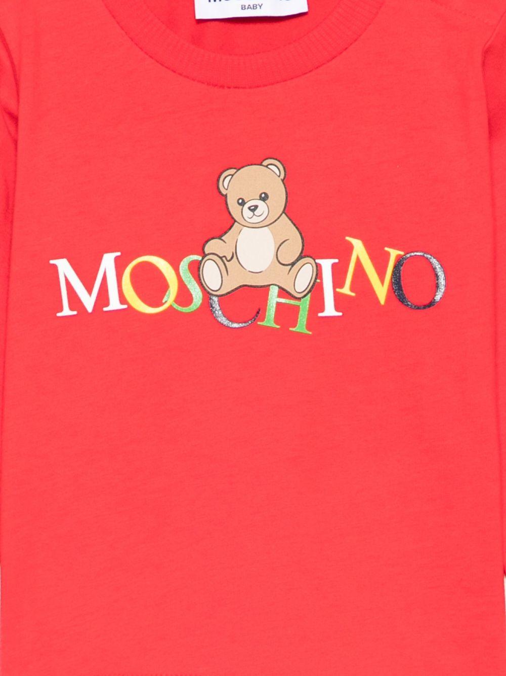 T-shirt per neonati Moschino Kids rosso con stampa logo - Rubino Kids