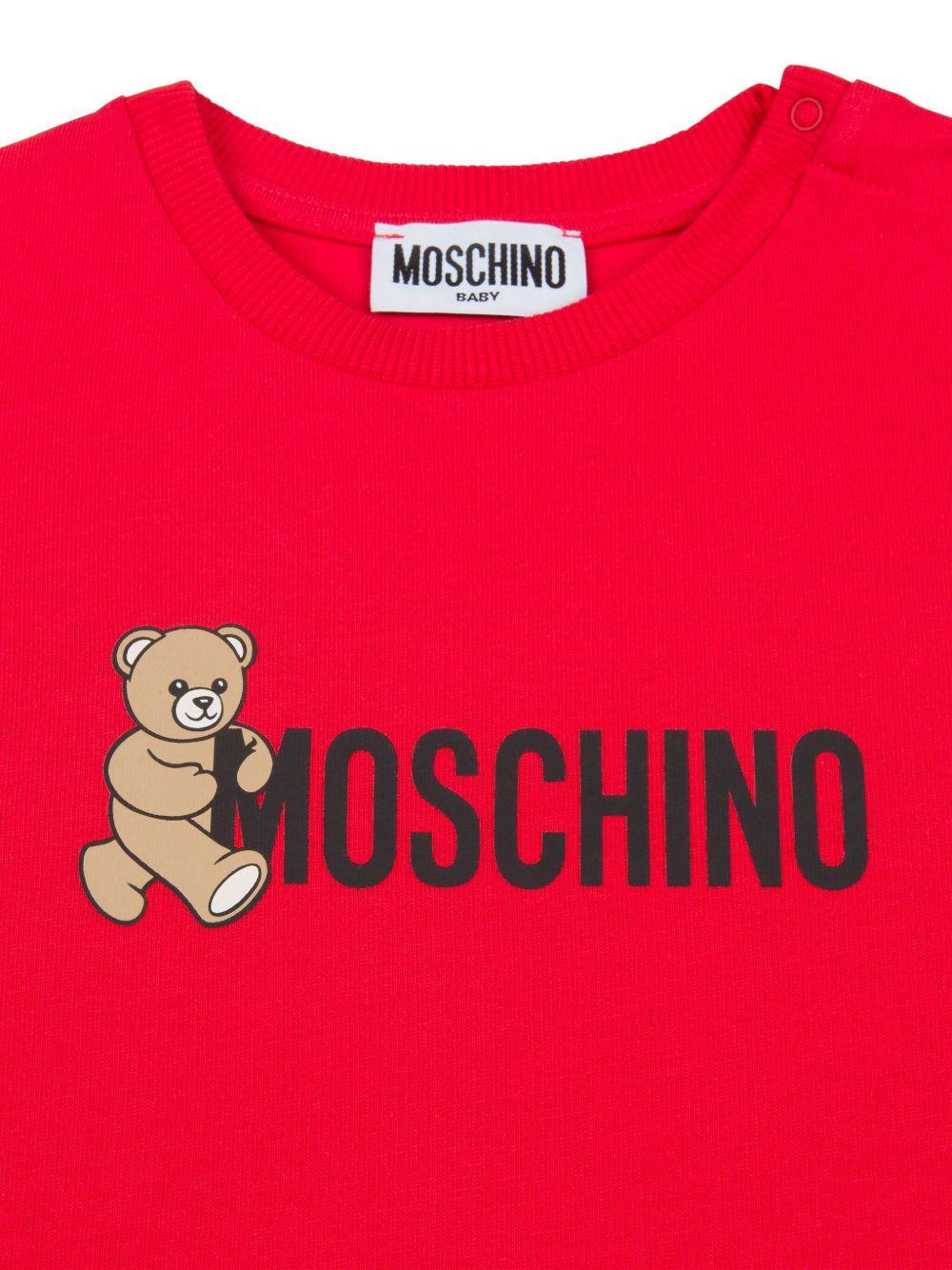 T-shirt per neonati Moschino Kids rosso con stampa Teddy Bear - Rubino Kids