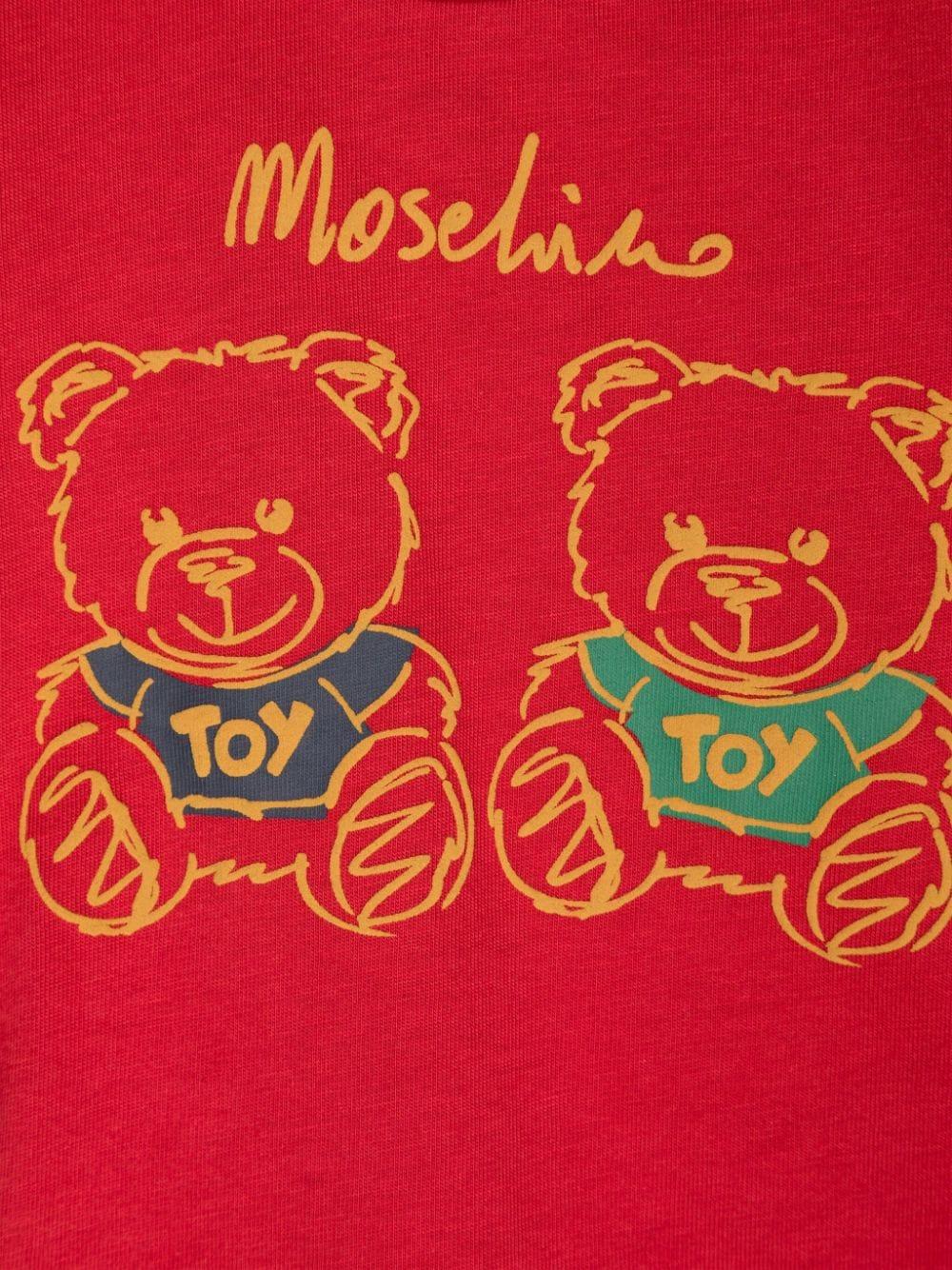T-shirt per neonati Moschino Kids rosso con stampa Teddy Bear - Rubino Kids
