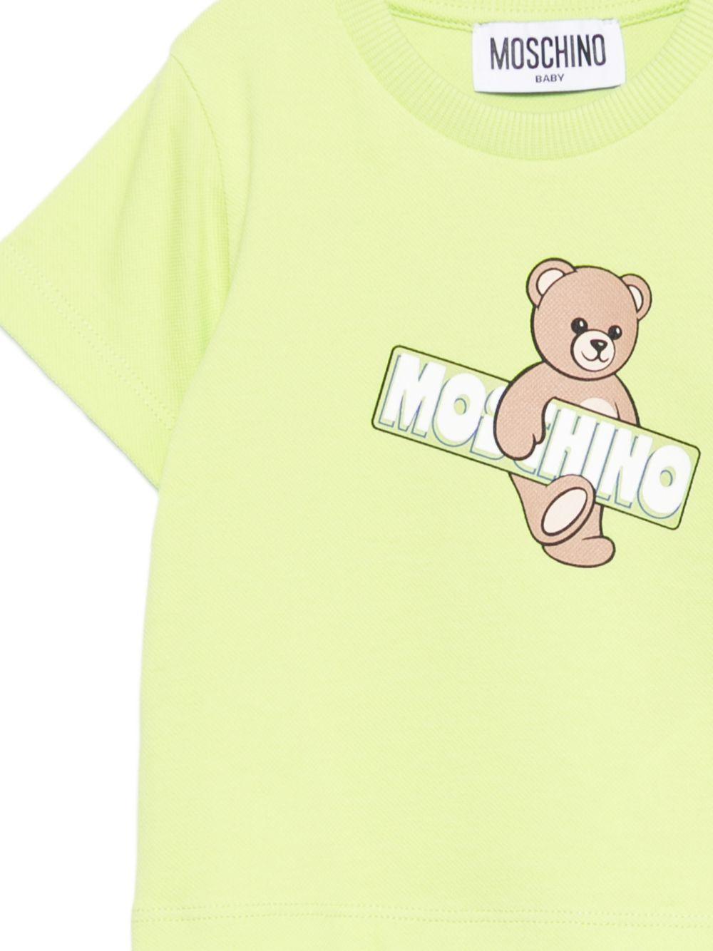 T-shirt per neonati Moschino Kids verde con stampa Teddy Bear - Rubino Kids