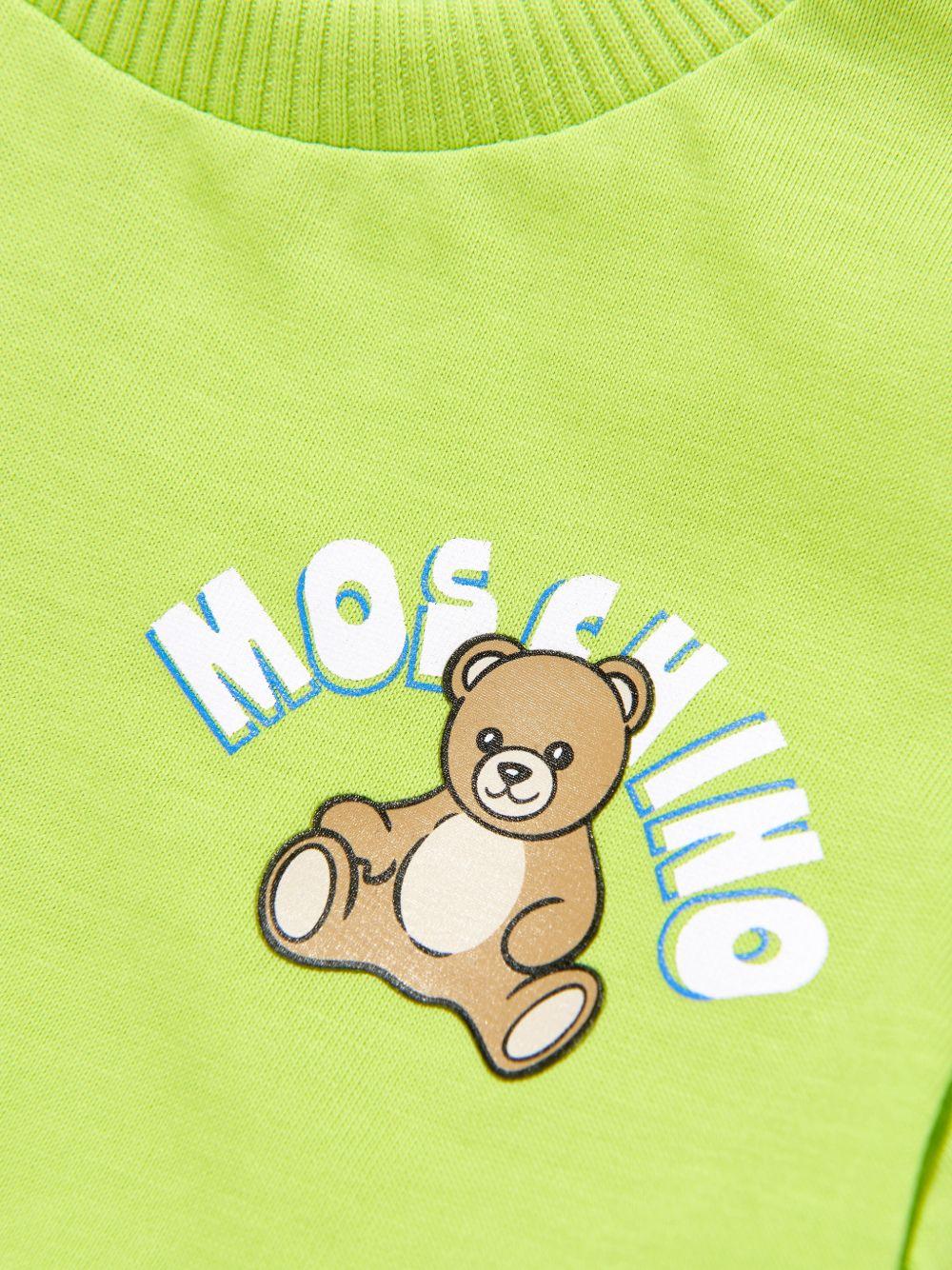 T-shirt per neonati Moschino Kids verde con stampa Teddy Bear sul davanti - Rubino Kids