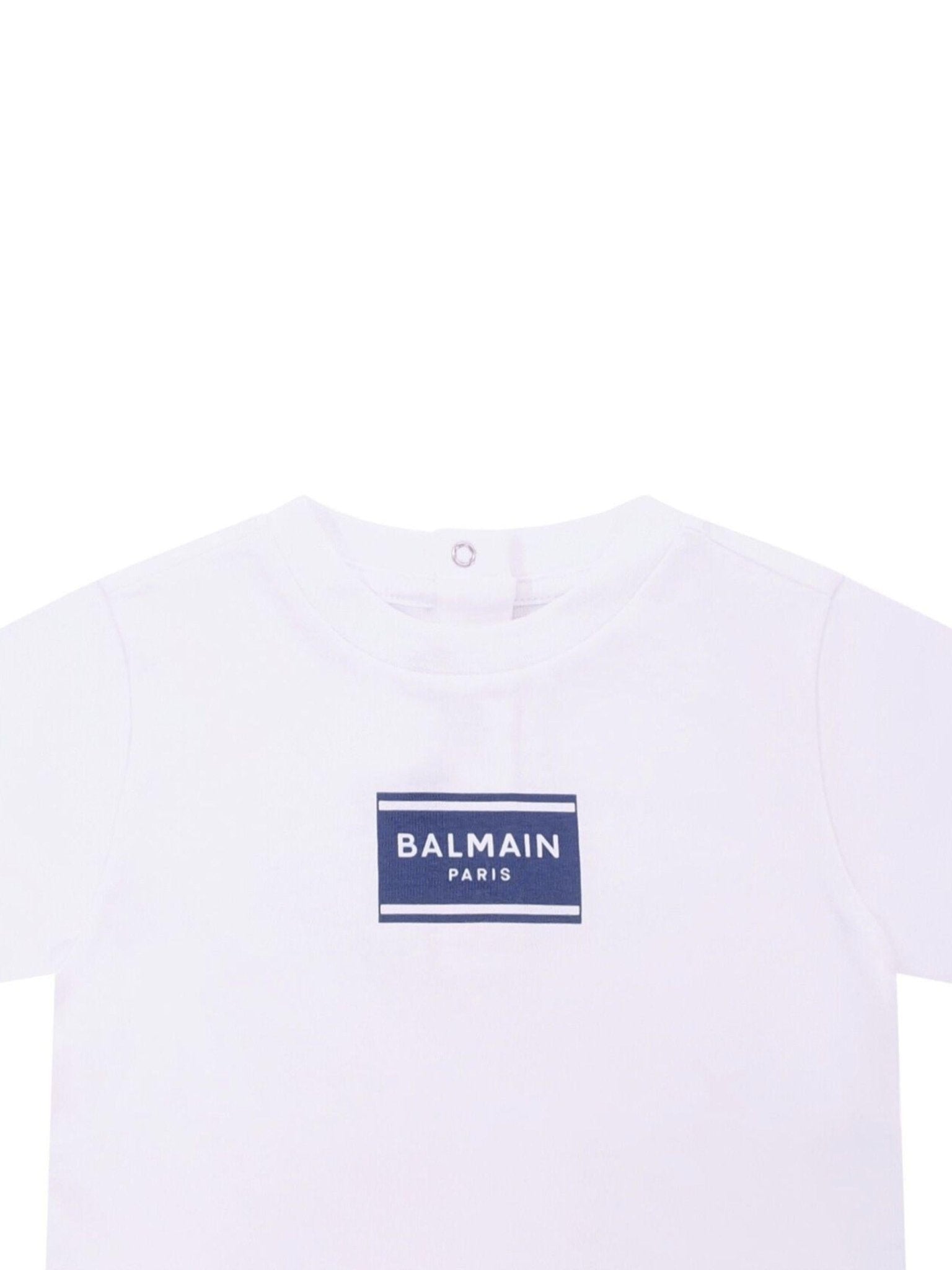 T-shirt per neonato Balmain Kids bianca con logo sul davanti - Rubino Kids