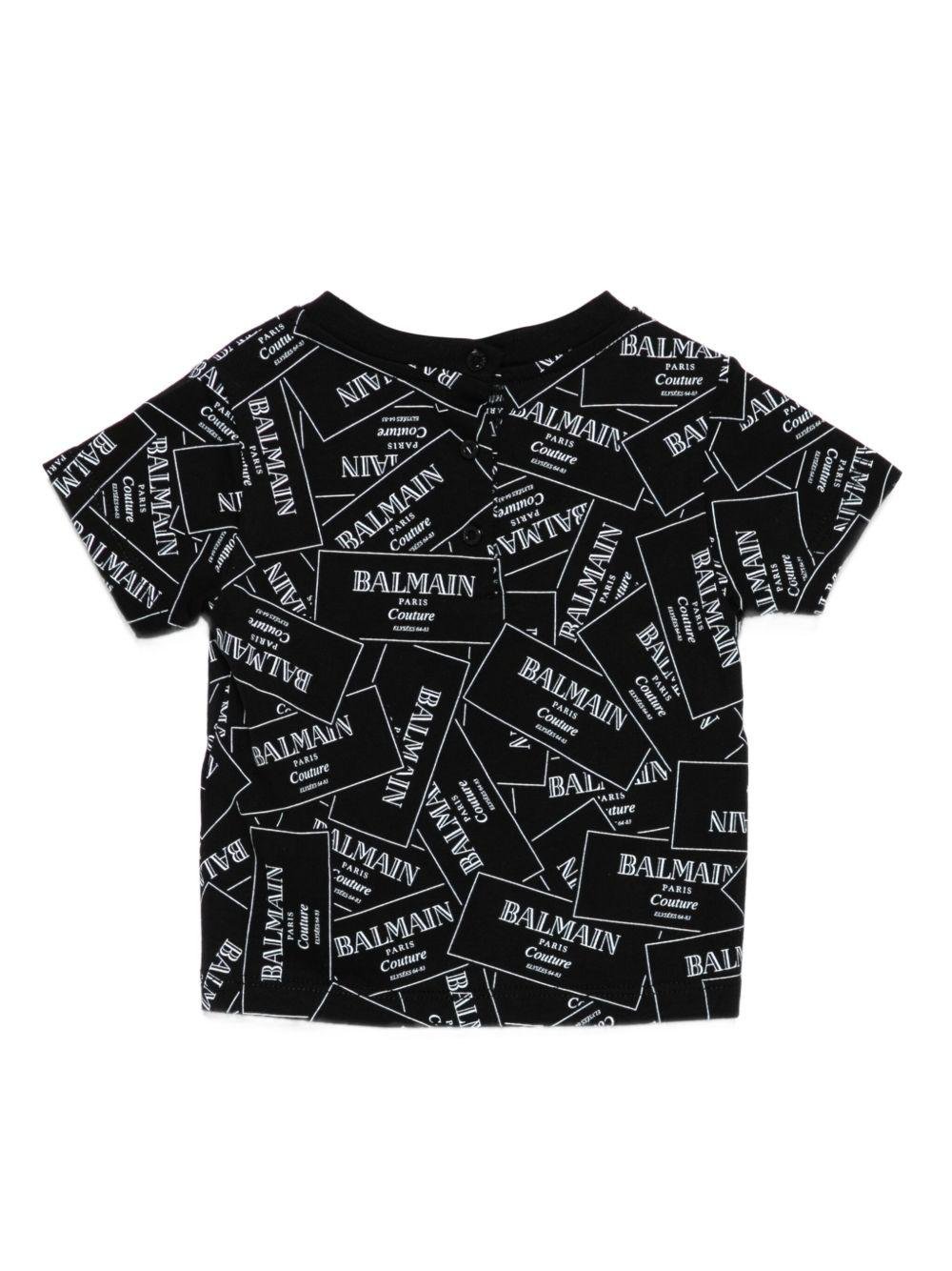 T-shirt per neonato Balmain Kids nero con logo - Rubino Kids