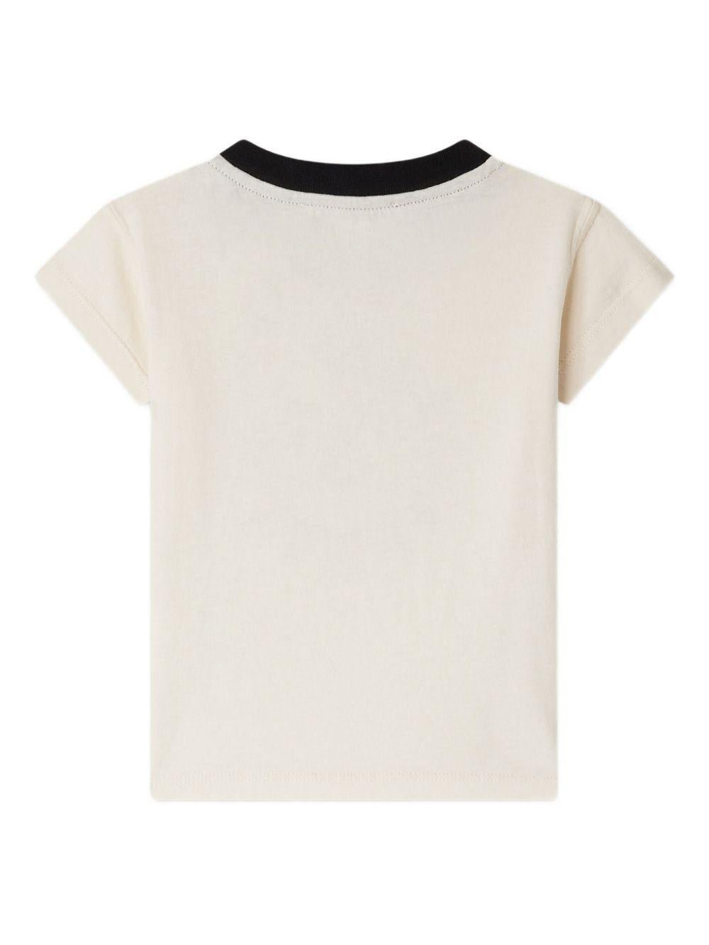 T-shirt per neonato Bonpoint Tom beige con bordi a contrasto - Rubino Kids
