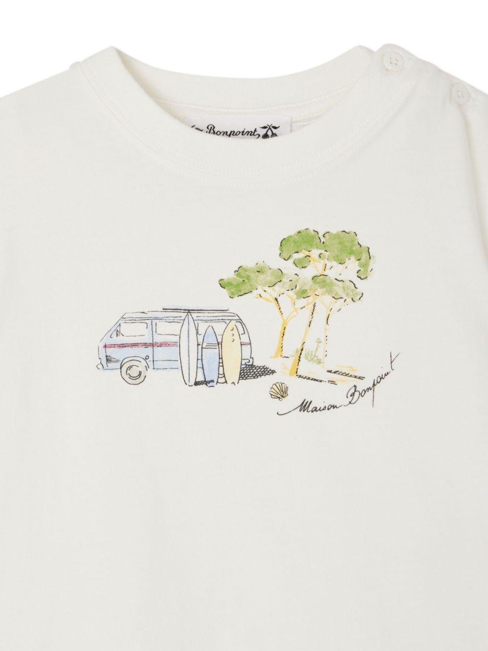 T-shirt per neonato Bonpoint Tom bianco con stampa sul davanti - Rubino Kids