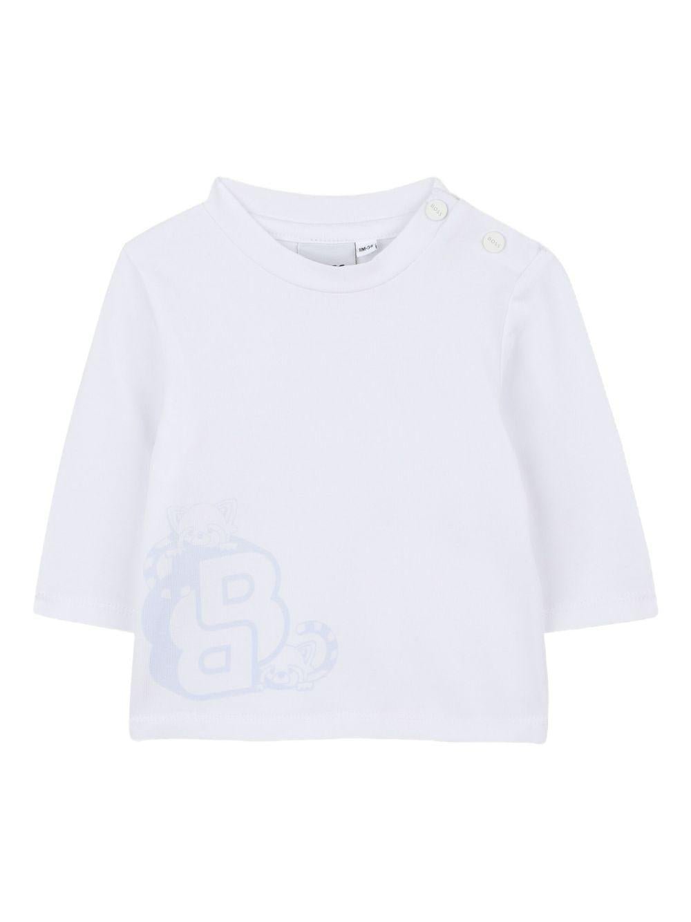 T-shirt per neonato Boss Kids bianca con grafica con logo - Rubino Kids