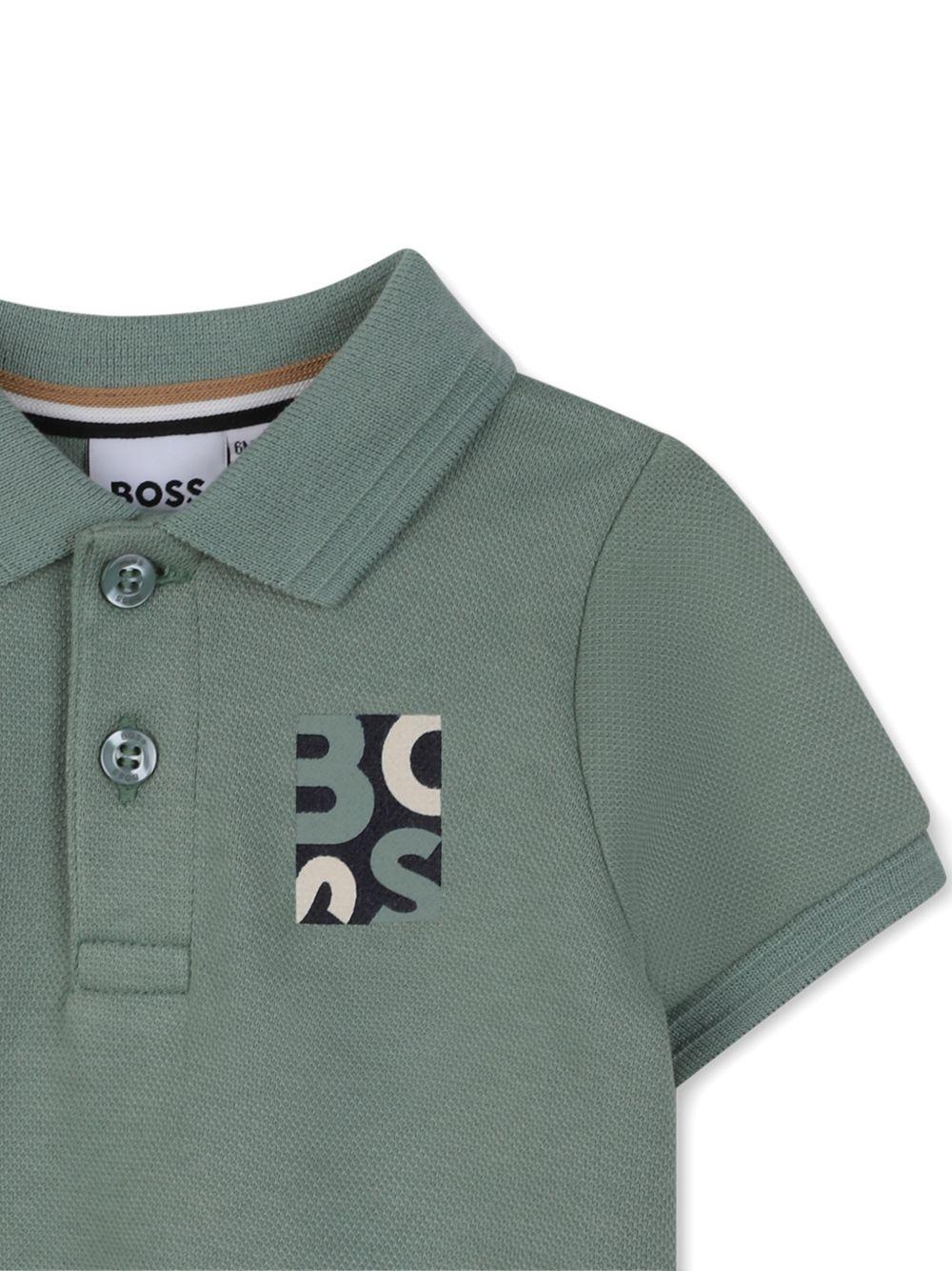 T-shirt per neonato Boss Kids verde con colletto stile polo - Rubino Kids