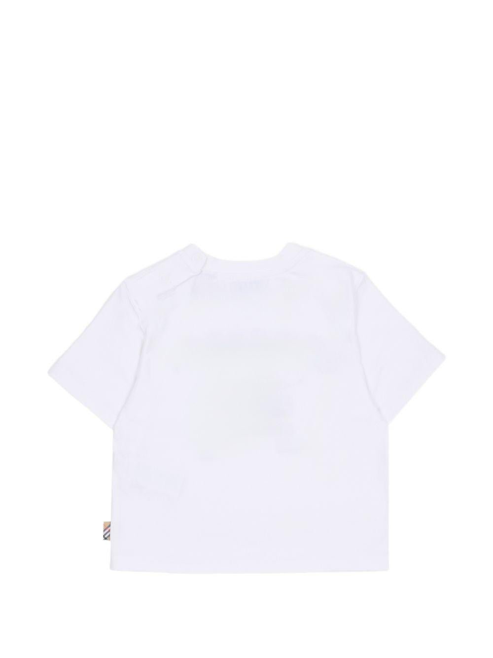 T-shirt per neonato Burberry Kids bianca con stampa Equestrian Knight - Rubino Kids