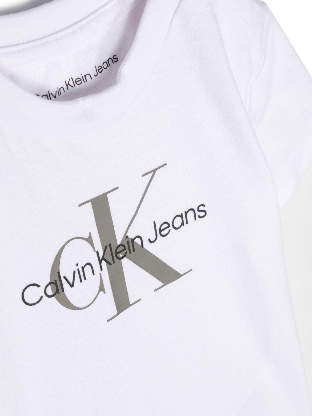 T-shirt per neonato Calvin Klein Kids bianco con stampa logo sul davanti - Rubino Kids