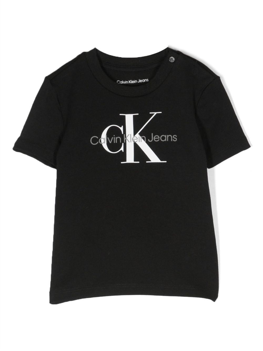 T-shirt per neonato Calvin Klein Kids nero con stampa logo sul davanti - Rubino Kids