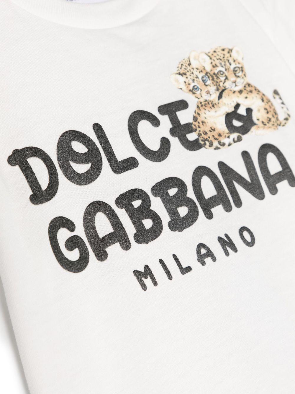 T-shirt per neonato Dolce & Gabbana Kids bianco con stampa - Rubino Kids