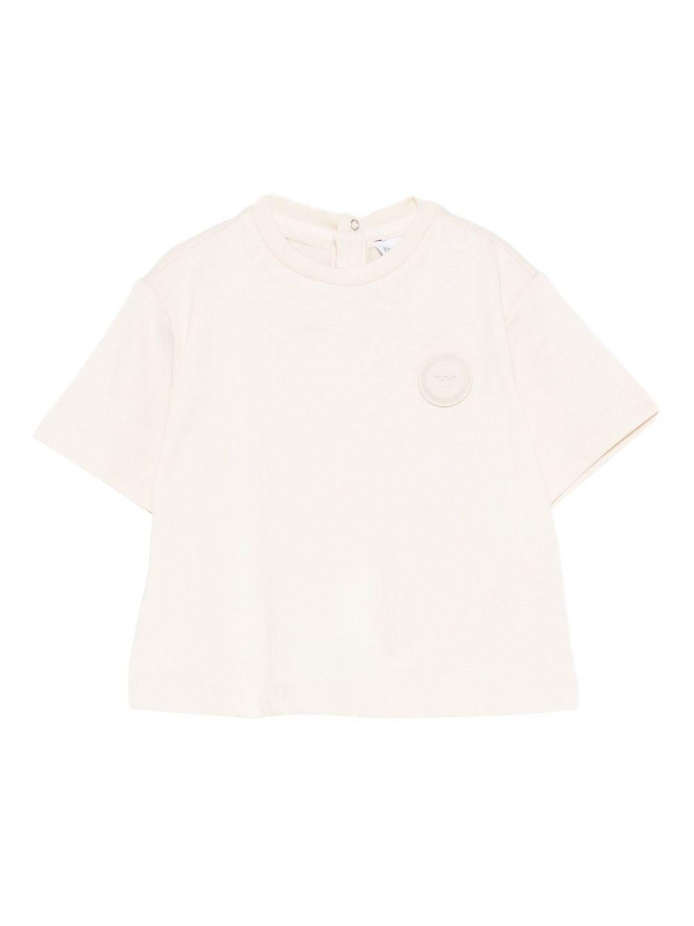 T-shirt per neonato Emporio Armani Kids beige con scollo rotondo - Rubino Kids