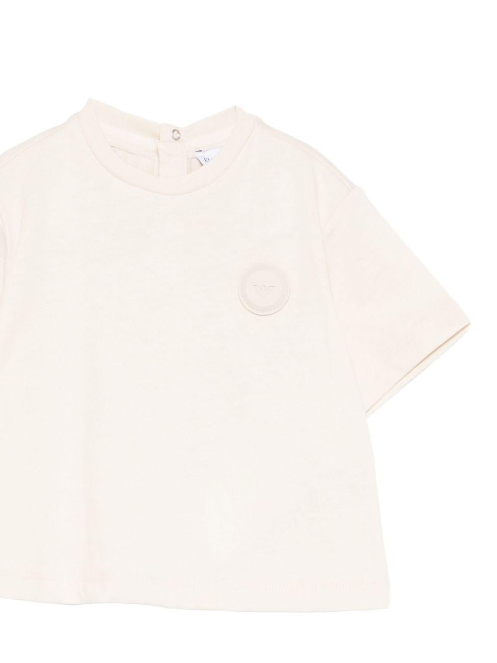 T-shirt per neonato Emporio Armani Kids beige con scollo rotondo - Rubino Kids