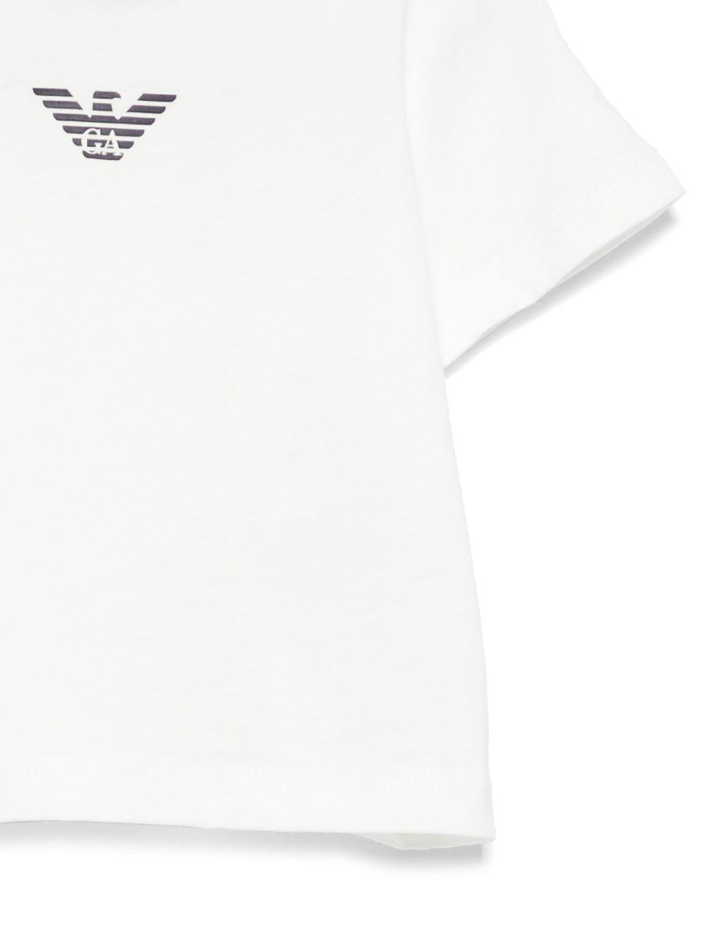 T-shirt per neonato Emporio Armani Kids bianca con logo aquila sul davanti - Rubino Kids