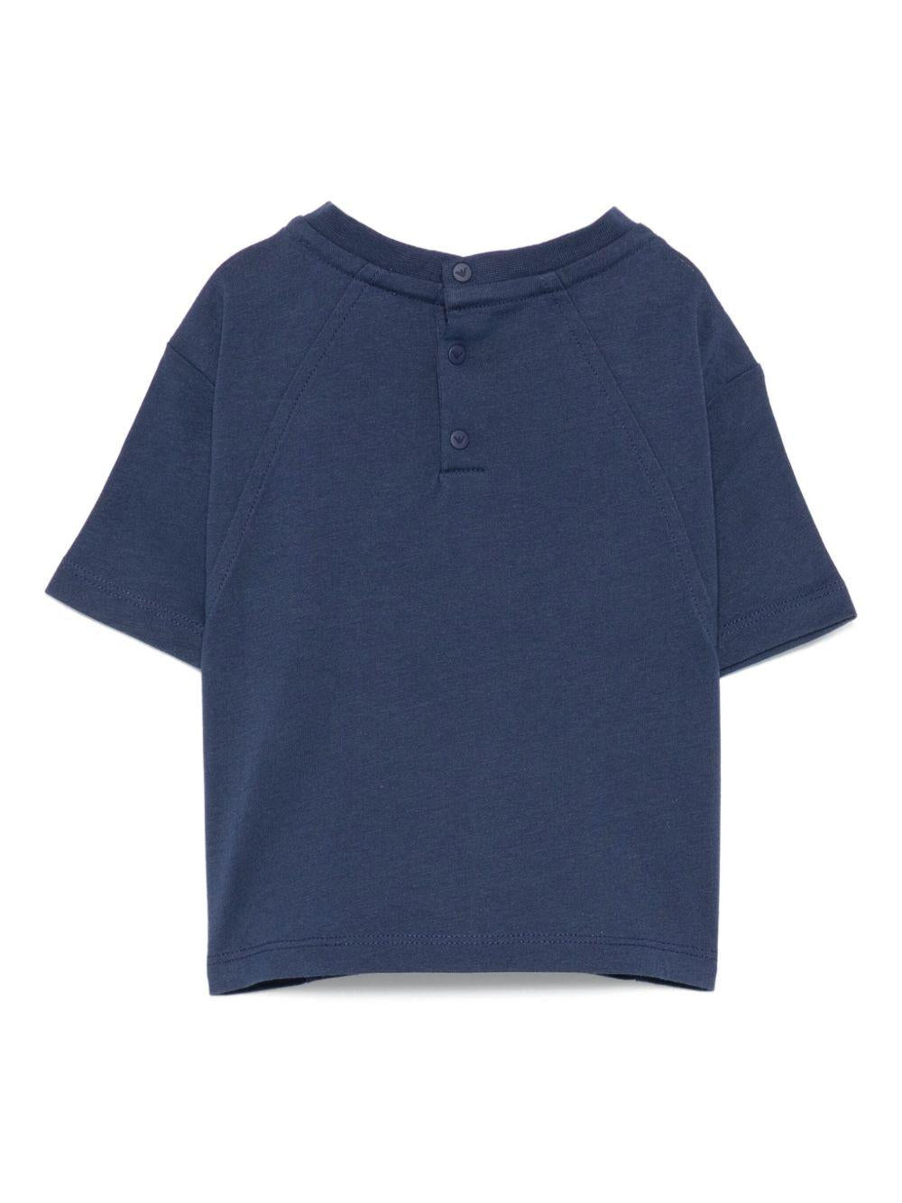 T-shirt per neonato Emporio Armani Kids blu con dettaglio logo - Rubino Kids