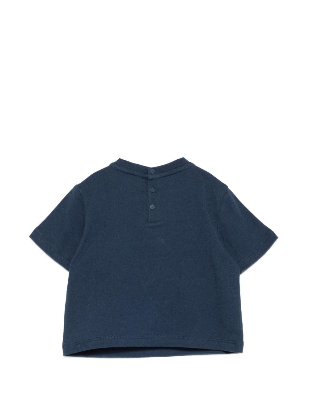 T-shirt per neonato Emporio Armani Kids blu con stampa grafica sul davanti - Rubino Kids