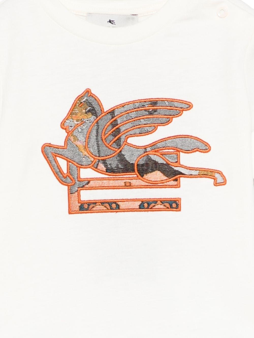T-shirt per neonato Etro Kids beige con ricamo Pegaso sul davanti - Rubino Kids