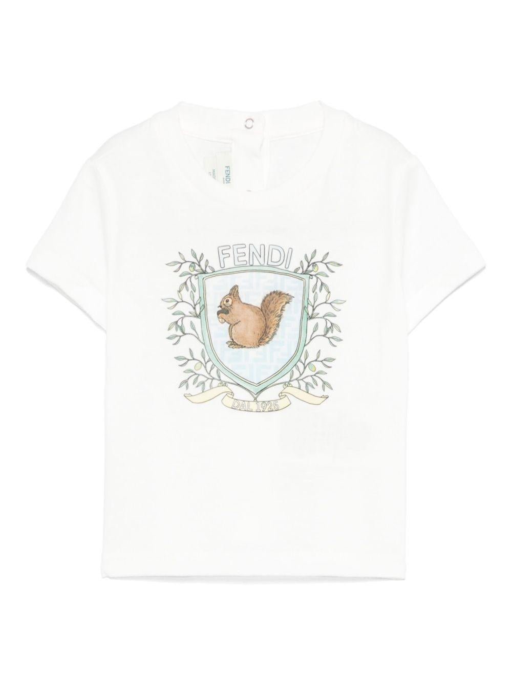 T-shirt per neonato Fendi Kids bianco con stampa grafica sul davanti - Rubino Kids