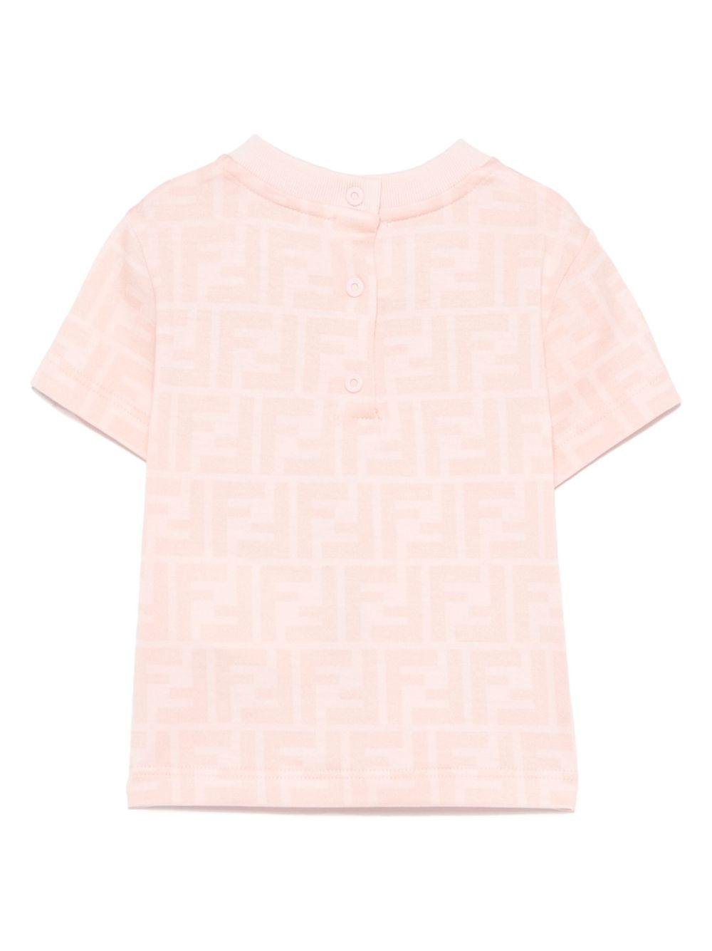 T-shirt per neonato Fendi Kids rosa con stampa FF - Rubino Kids
