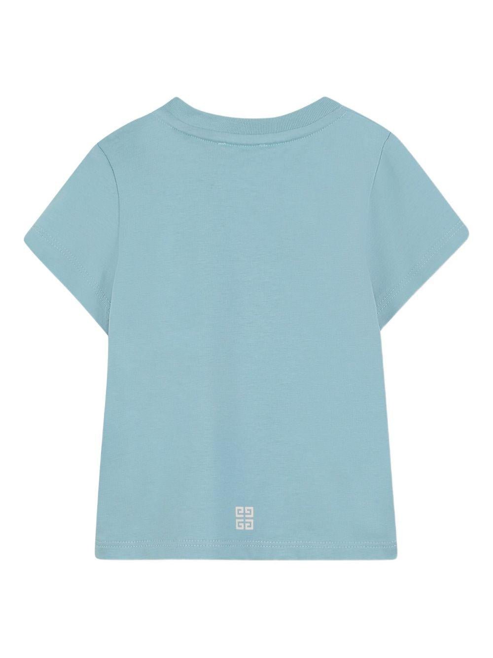 T-shirt per neonato Givenchy Kids azzurra con stampa logo frontale - Rubino Kids