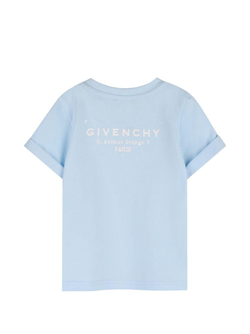 T-shirt per neonato Givenchy Kids azzurro con maniche risvoltate - Rubino Kids