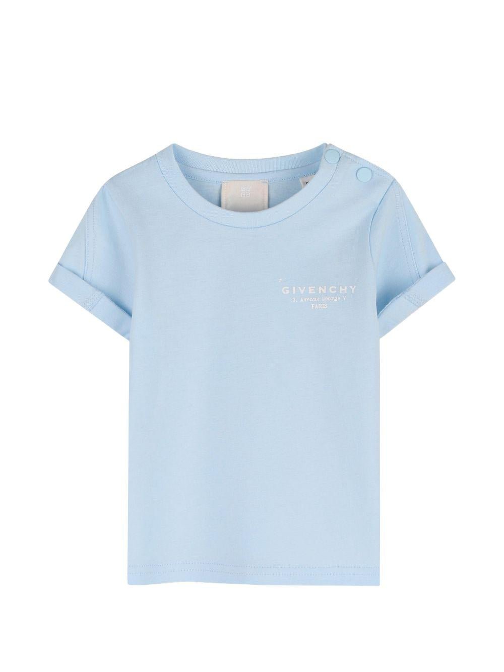 T-shirt per neonato Givenchy Kids azzurro con maniche risvoltate - Rubino Kids