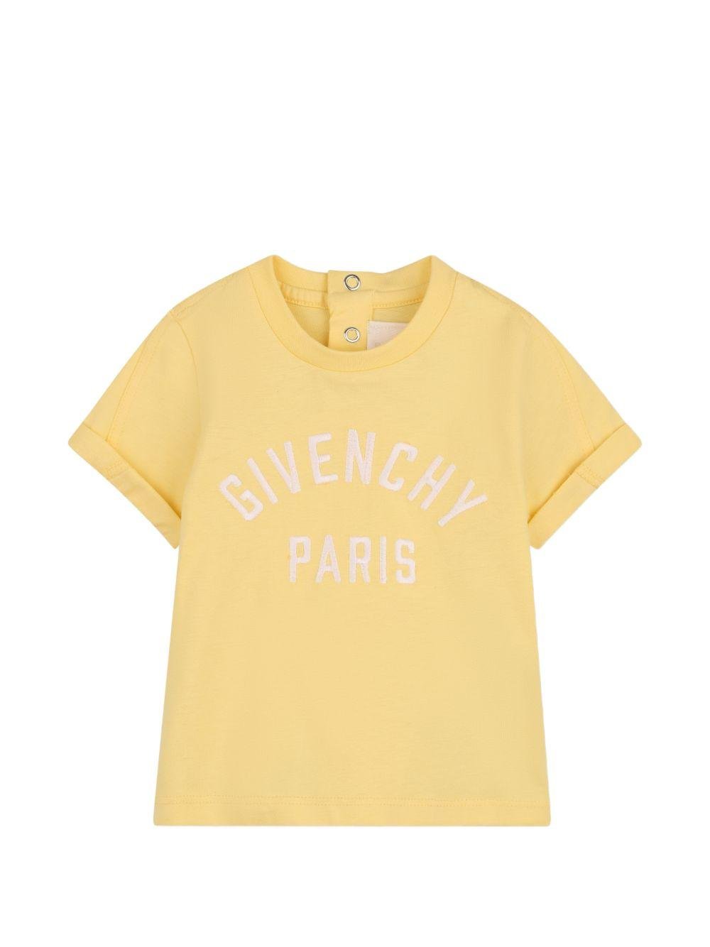 T-shirt per neonato Givenchy Kids gialla con ricamo logo - Rubino Kids