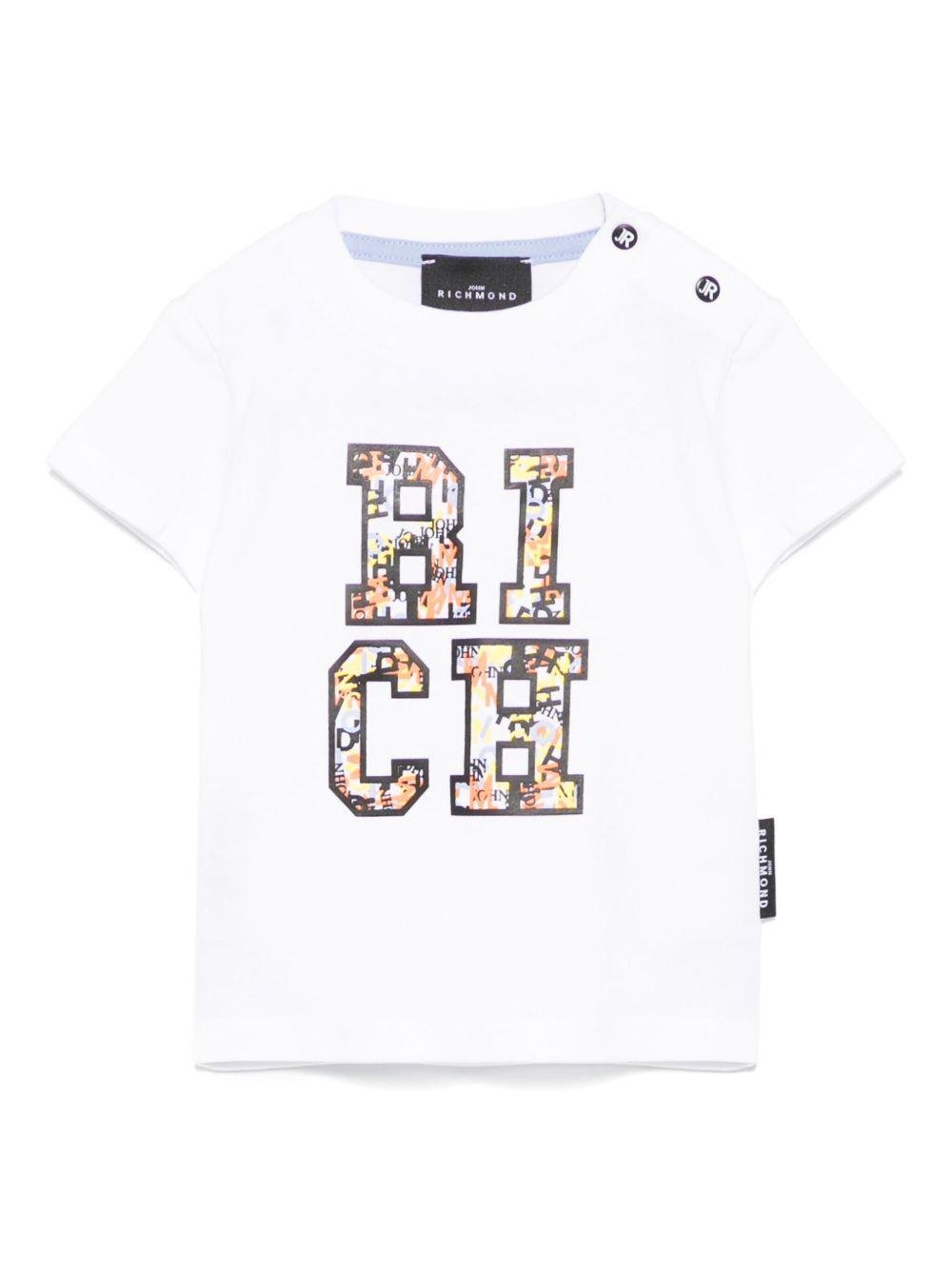 T-shirt per neonato John Richmond Junior bianco con logo - Rubino Kids
