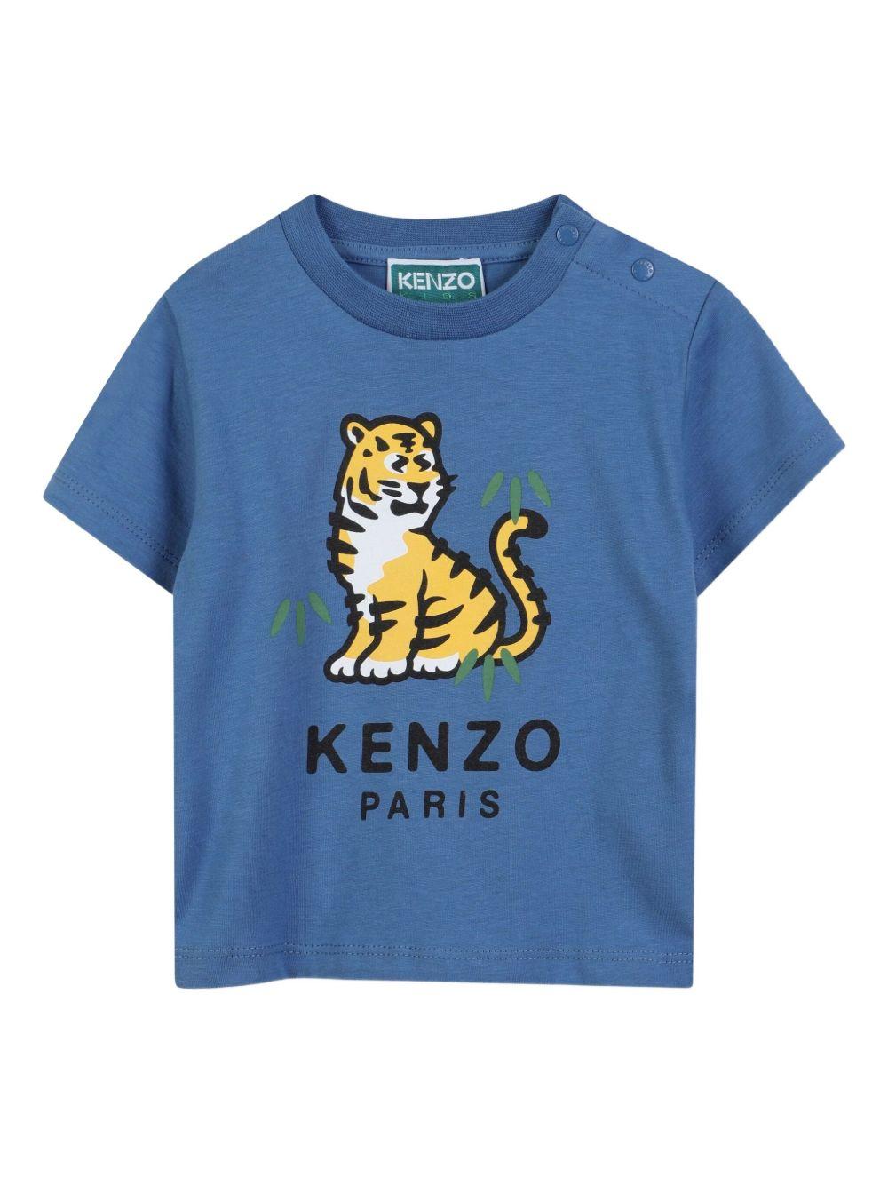 T-shirt per neonato Kenzo Kids blu con stampa grafica - Rubino Kids