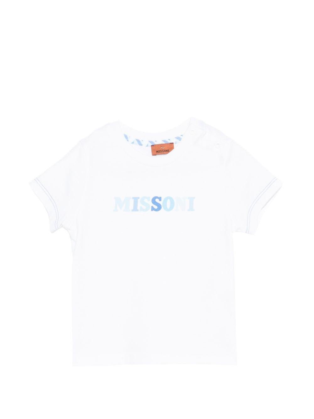 T-shirt per neonato Missoni Kids bianca con stampa logo sul davanti - Rubino Kids