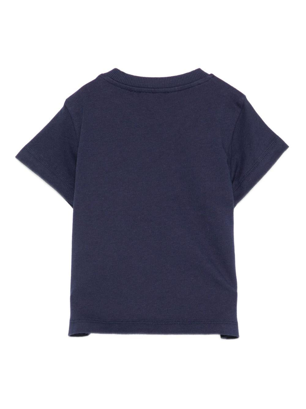 T-shirt per neonato Moschino Kids blu con stampa logo - Rubino Kids