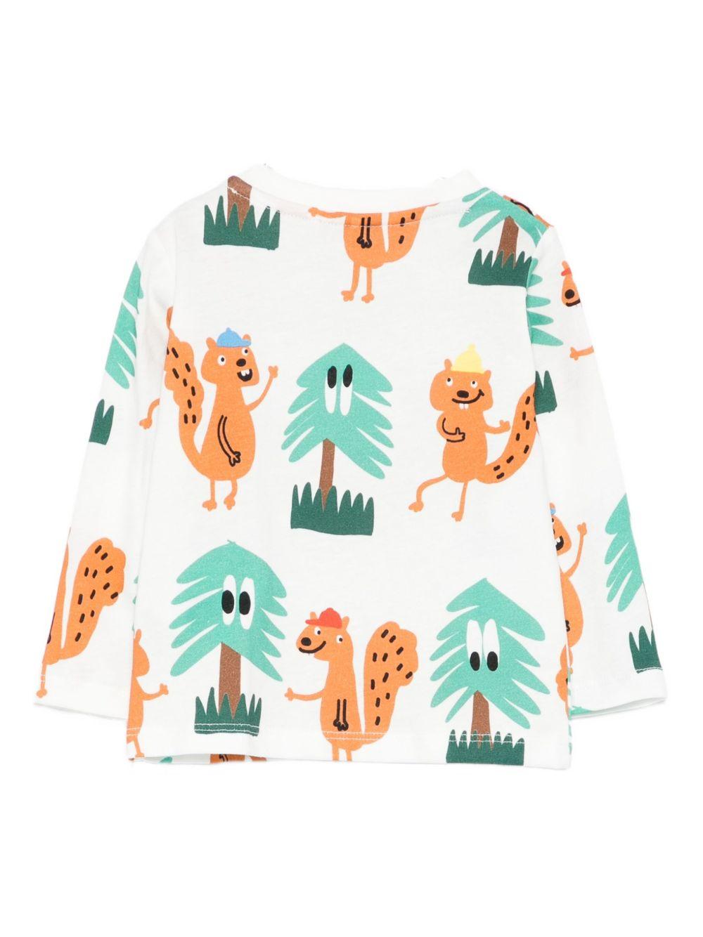 T-shirt per neonato Stella McCartney Kids bianco con stampa scoiattolo - Rubino Kids