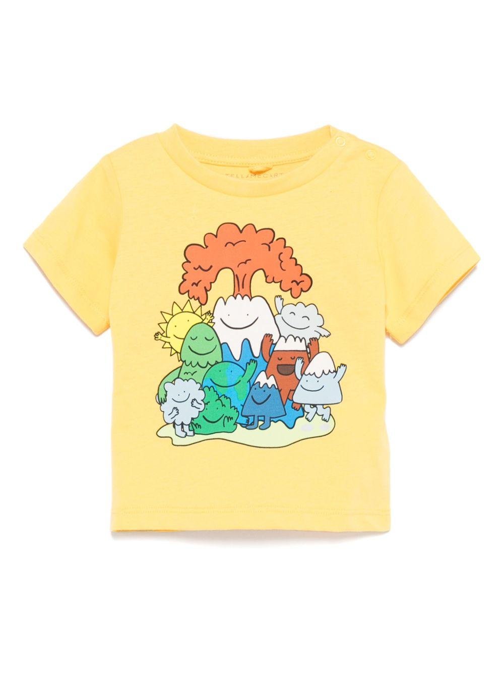 T-shirt per neonato Stella McCartney Kids giallo con stampa grafica - Rubino Kids