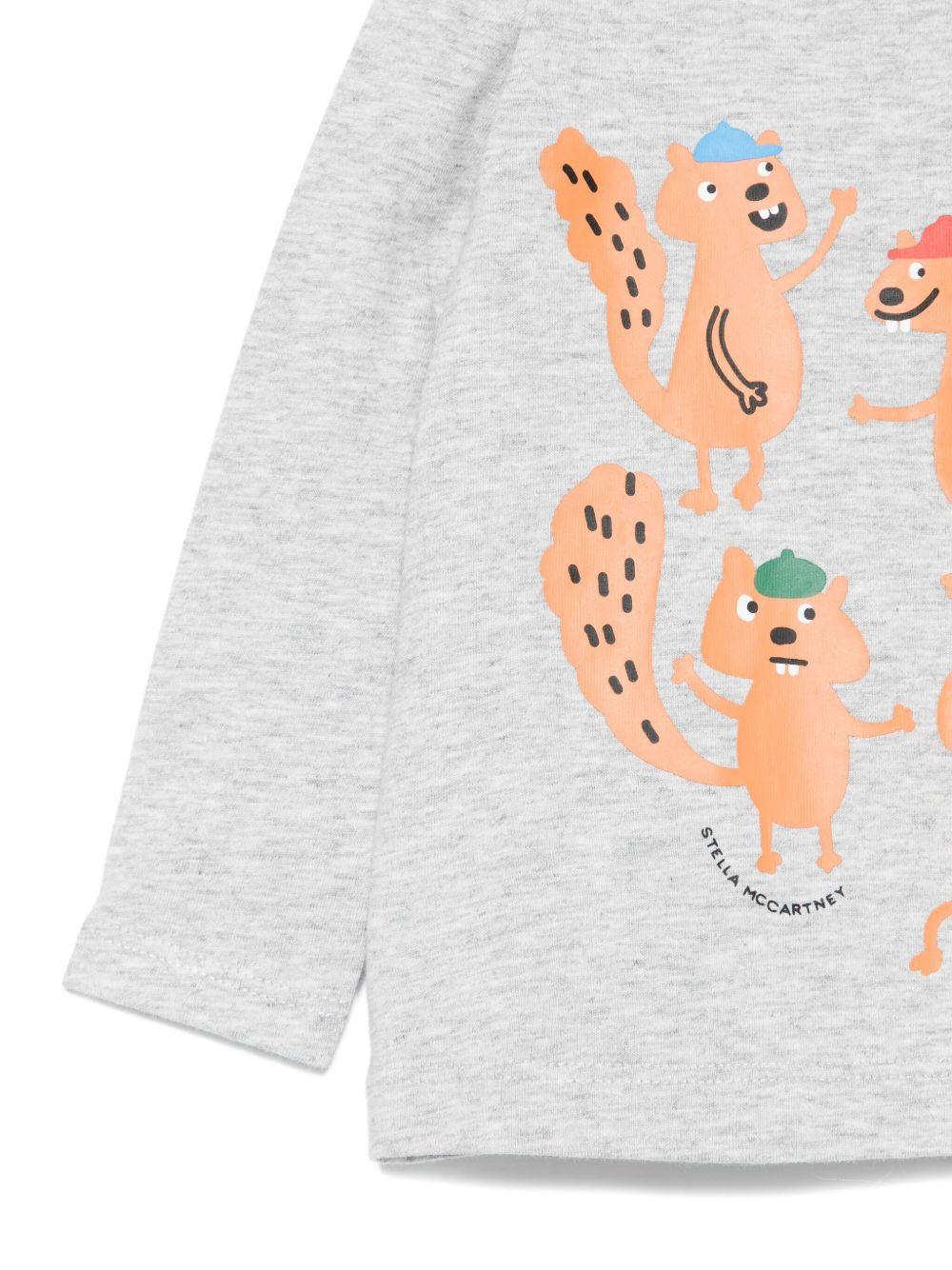 T-shirt per neonato Stella McCartney Kids grigio a maniche lunghe con stampa - Rubino Kids