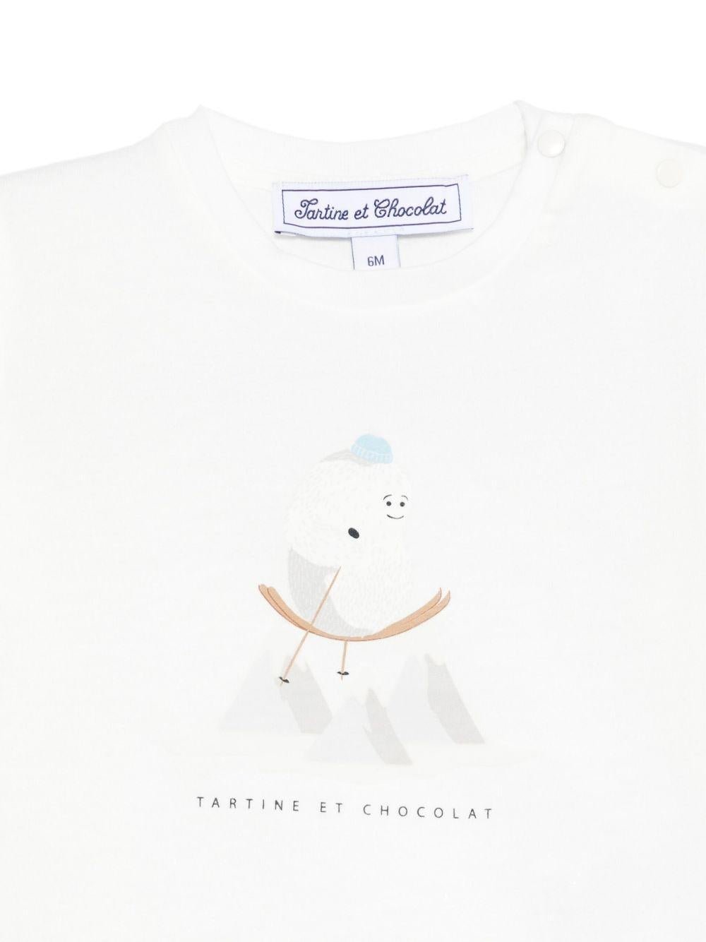 T-shirt per neonato Tartine Et Chocolat bianca con stampa grafica - Rubino Kids