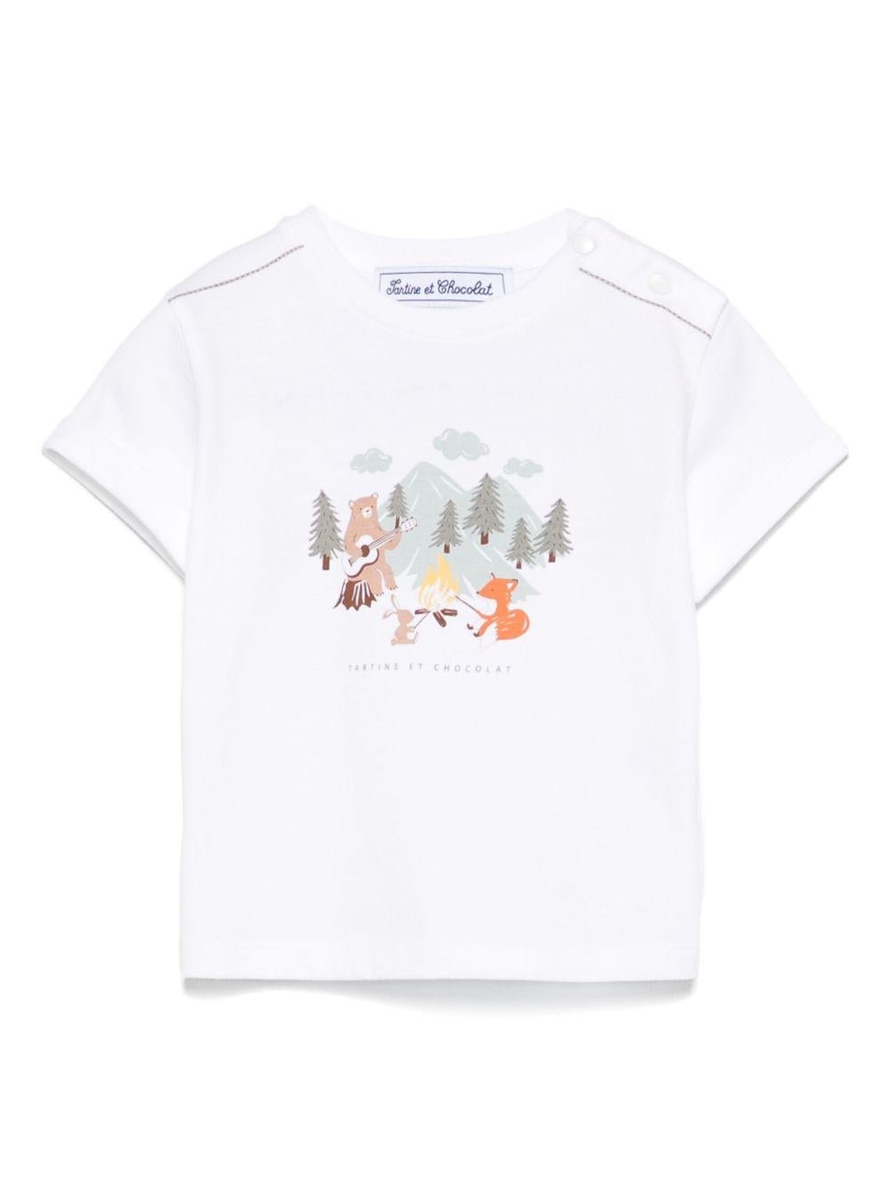 T-shirt per neonato Tartine Et Chocolat bianco con stampa - Rubino Kids