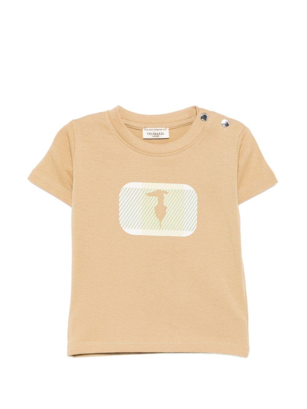 T-shirt per neonato Trussardi Junior beige con stampa grafica - Rubino Kids