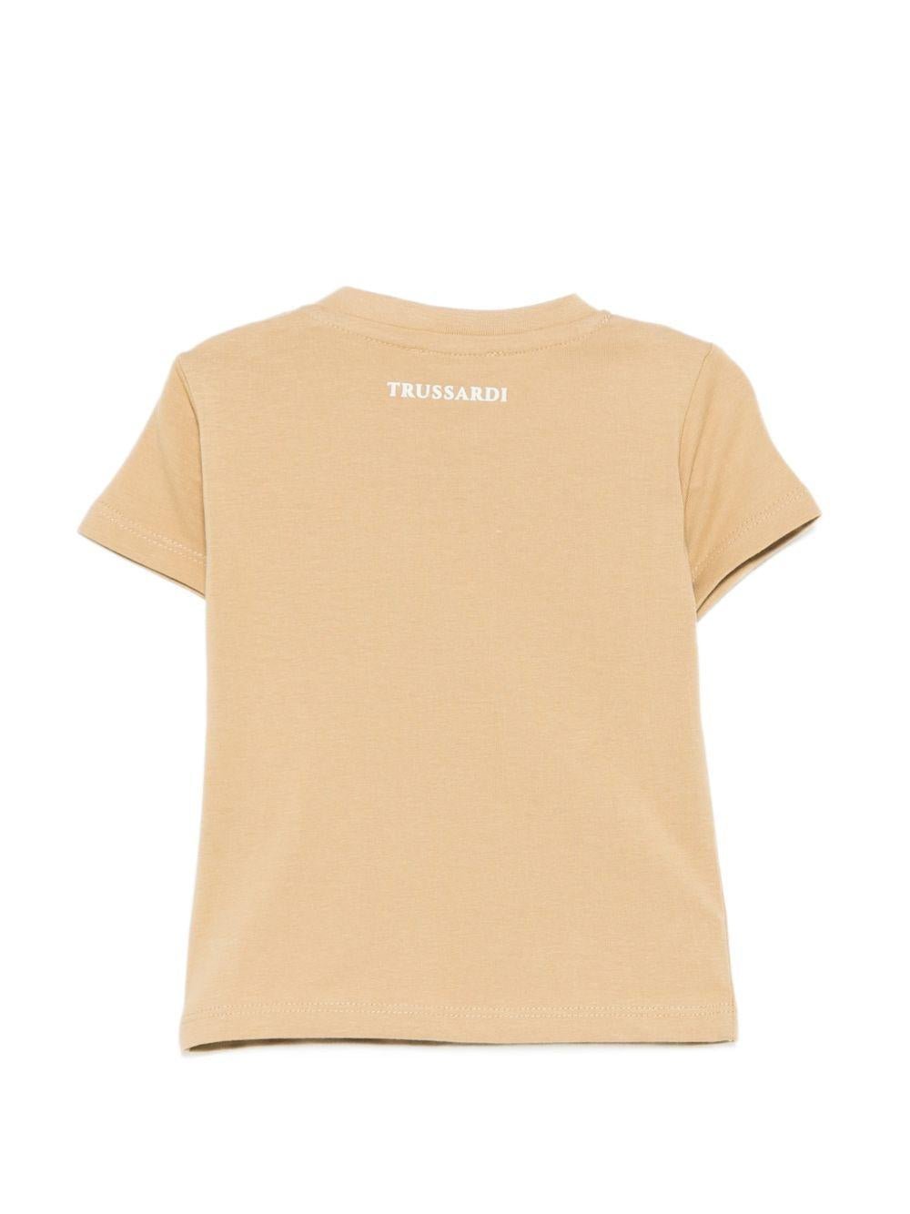 T-shirt per neonato Trussardi Junior beige con stampa grafica - Rubino Kids